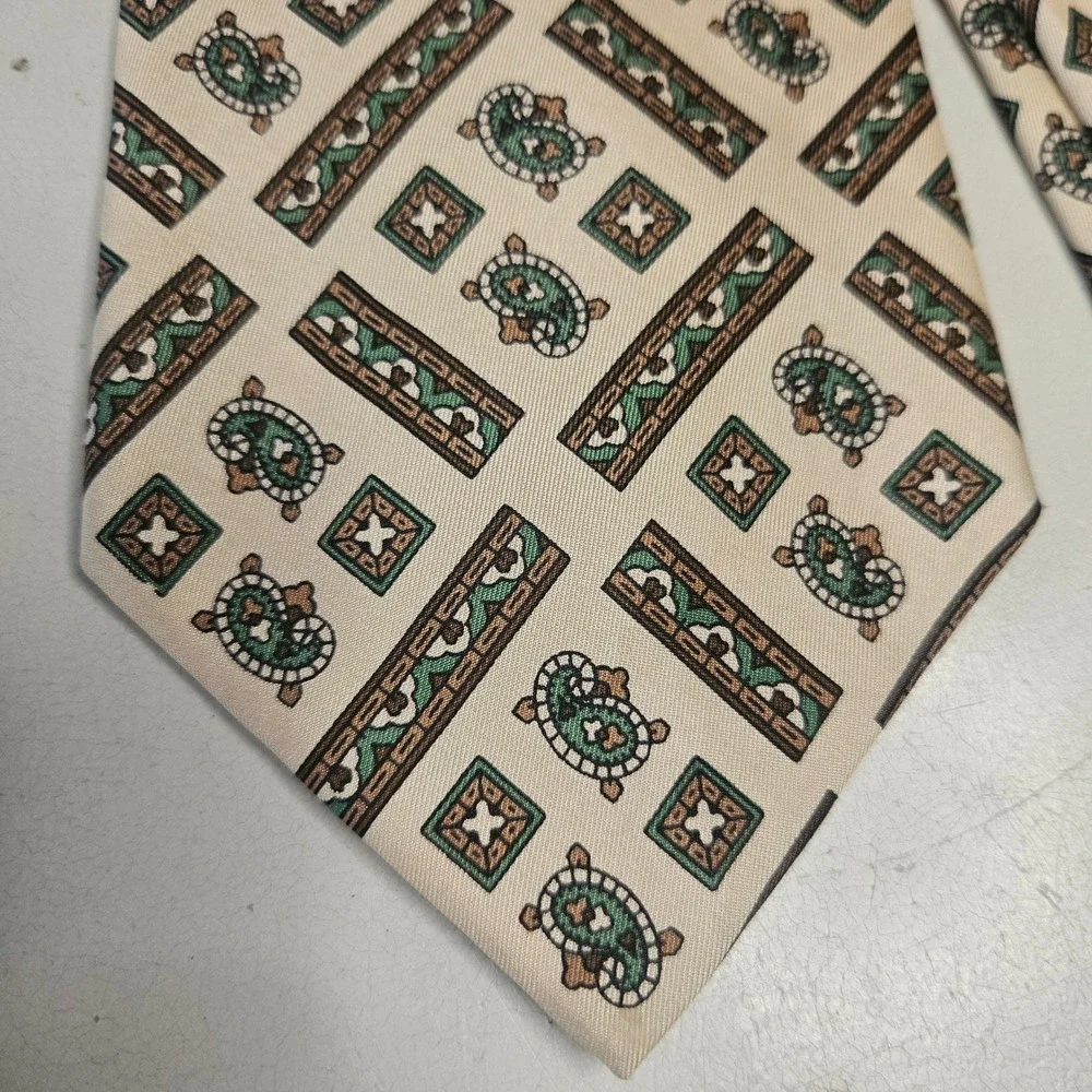 Jacques Fath Paris Mens Silk Tie Lot of 3 Vintage Paisley Geometric Chain France